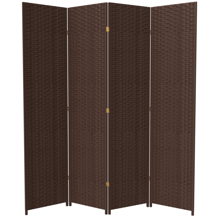 Tall Dark Mocha Woven Fiber 4-Panel Room Divider