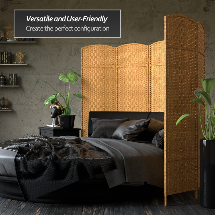 73" Tall Light Brown Fiber 3 Panel Room Divider