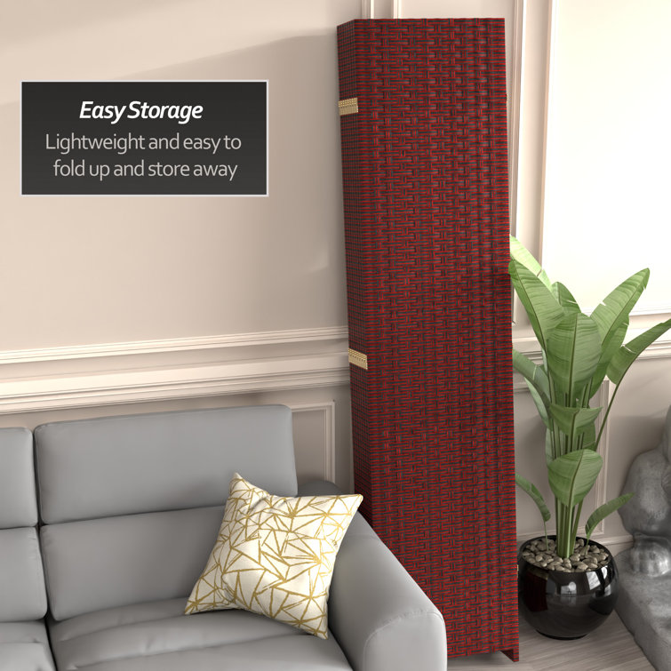 Red and Black 7 Ft Tall Woven Fiber 8-Panel Room Divider