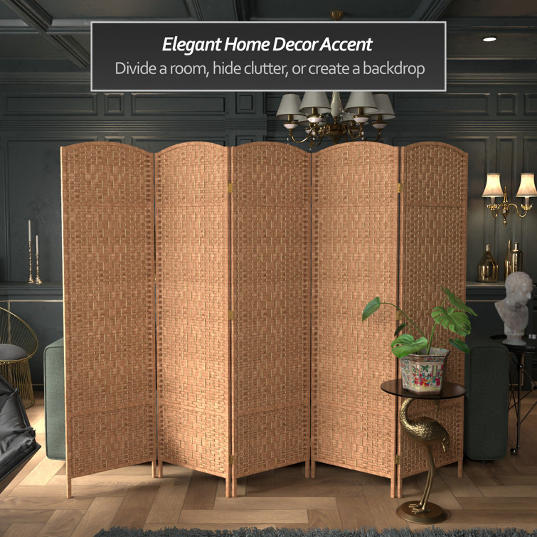 Natural Woven Plant Fiber 6-Panel Room Divider