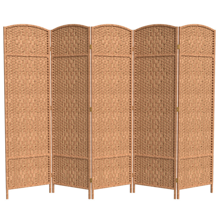 Natural Woven Plant Fiber 6-Panel Room Divider