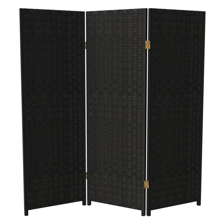 Black Woven Fiber 4 ft. 3-Panel Room Divider