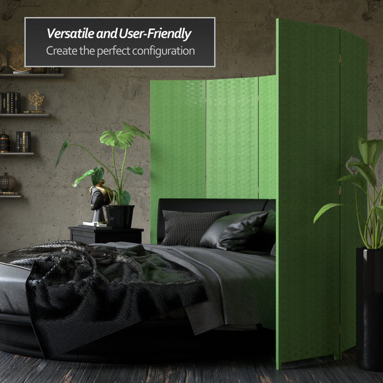Light Green Woven Fiber 6 ft. 3-Panel Room Divider