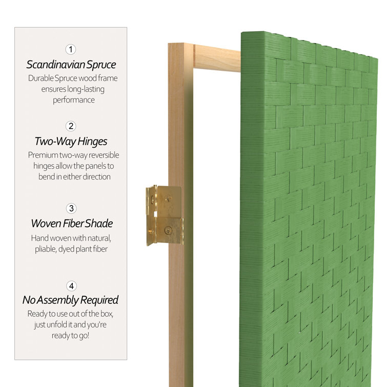 Light Green Woven Fiber 6 ft. 3-Panel Room Divider