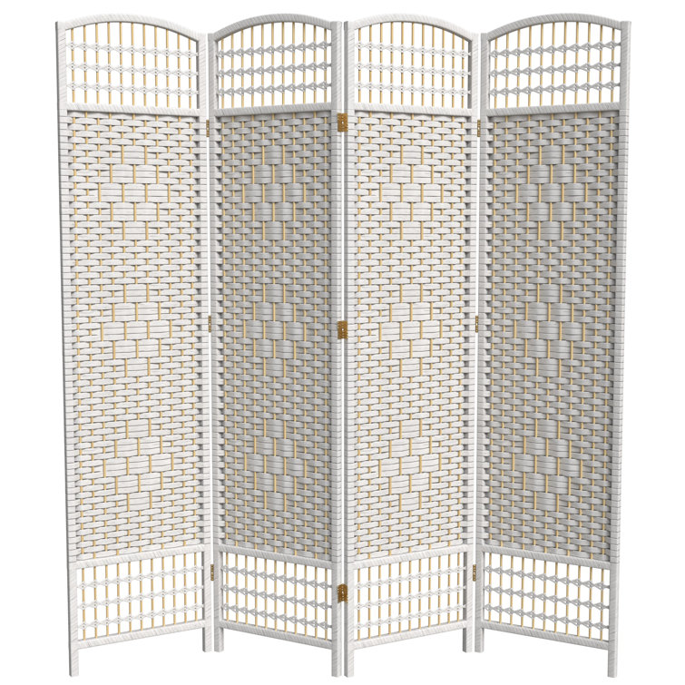 White 5 1/2 ft. Tall Fiber Weave 4-Panel Room Divider