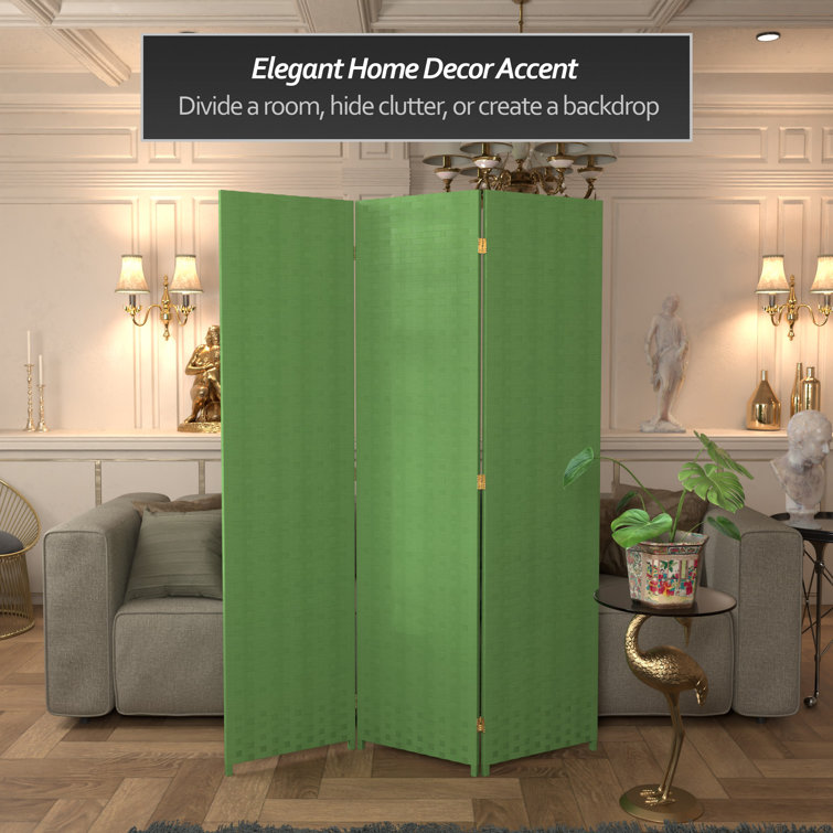 Light Green Woven Fiber 6 ft. 3-Panel Room Divider