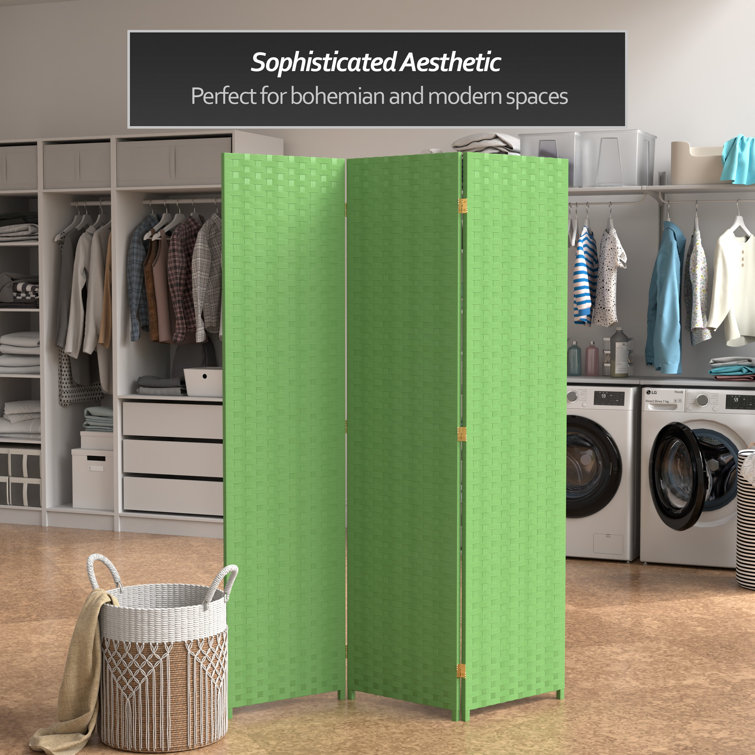 Light Green Woven Fiber 6 ft. 3-Panel Room Divider