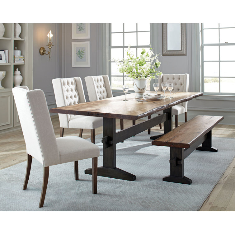 Natural Honey and Black Reclaimed Wood Rectangular Dining Table