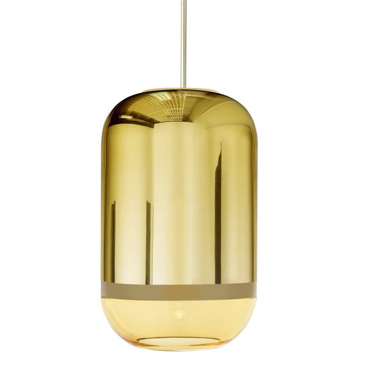 Venetian Elegance Hand-Blown Gold Glass Drum Pendant Light
