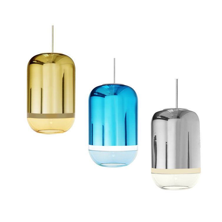 Venetian Elegance Hand-Blown Gold Glass Drum Pendant Light