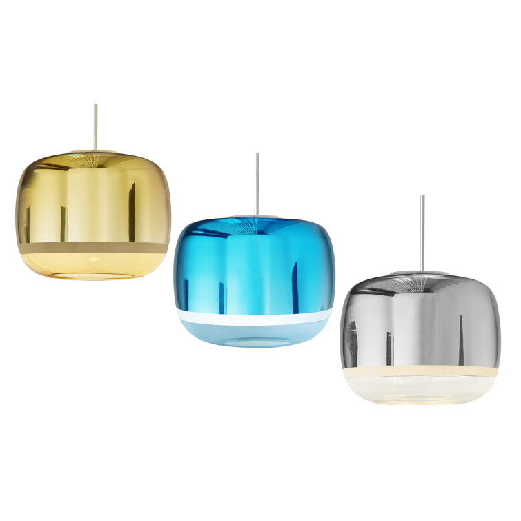 Venetian Elegance Hand-Blown Glass Gold Drum Pendant Light