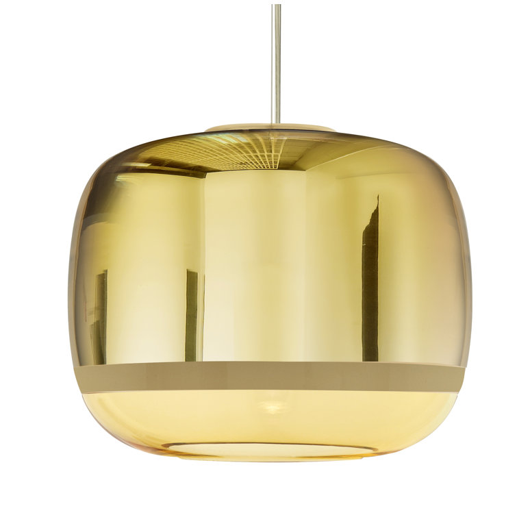 Venetian Elegance Hand-Blown Glass Gold Drum Pendant Light
