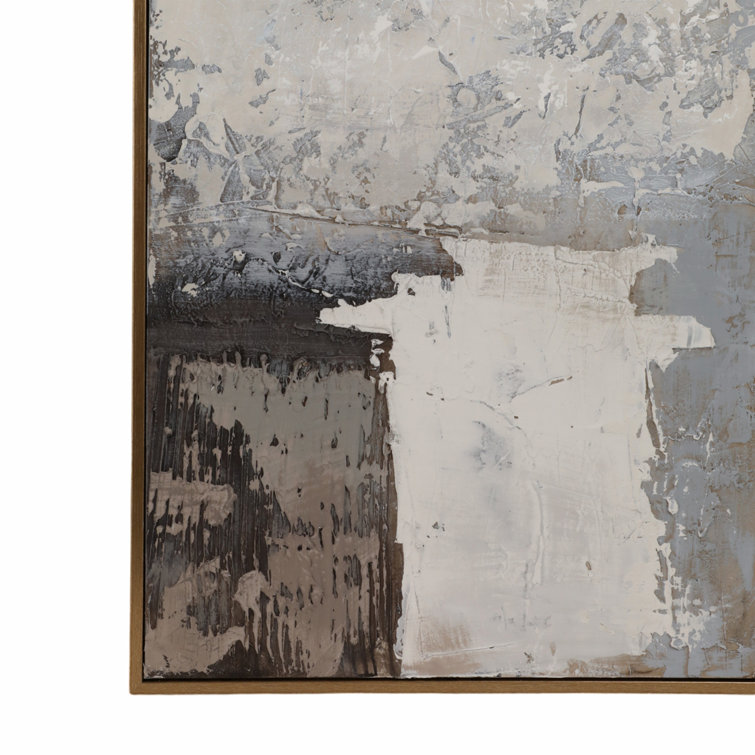 Large Abstract Gray and Beige Handpainted Canvas Wall Art Set