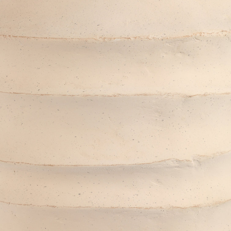 Handcrafted Round Beige Ceramic Floor Vase