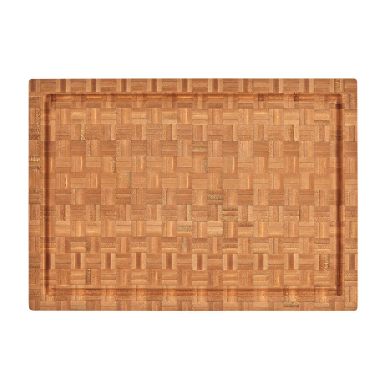 17" Reversible End Grain Bamboo Cutting Board with Handles