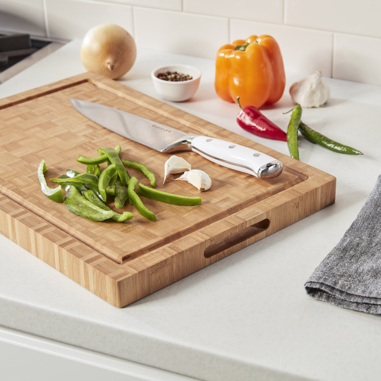 17" Reversible End Grain Bamboo Cutting Board with Handles