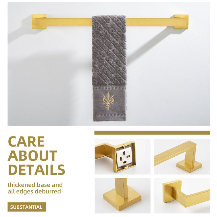 Brushed Gold Stainless Steel Wall Mounted Towel Bar