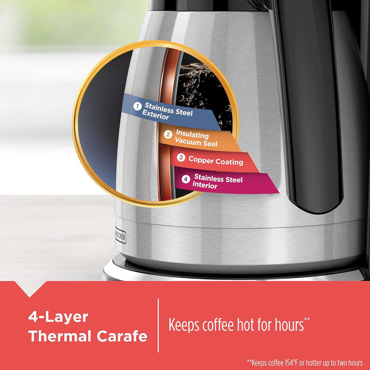 Black and Steel Programmable Thermal Drip Coffee Maker