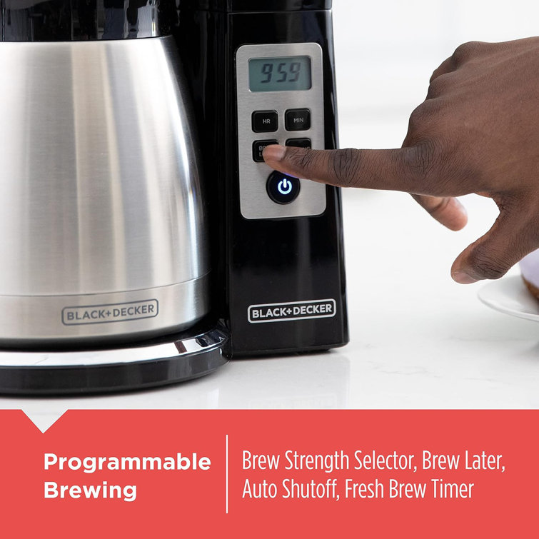 Black and Steel Programmable Thermal Drip Coffee Maker