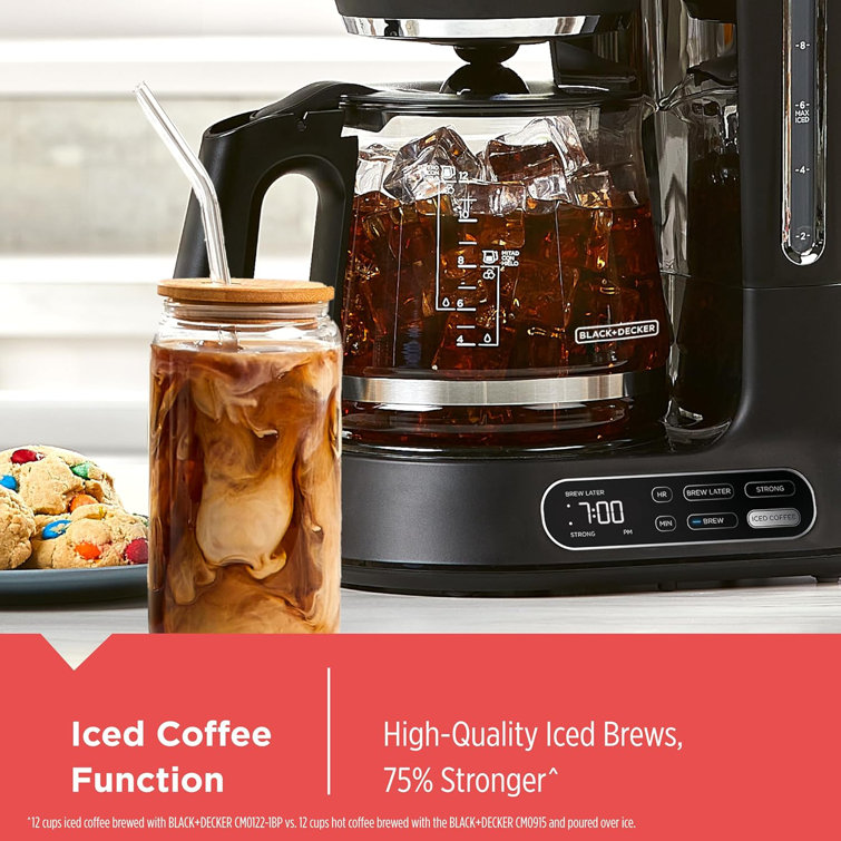 Black Programmable 12-Cup Drip Coffee Maker with Glass Carafe