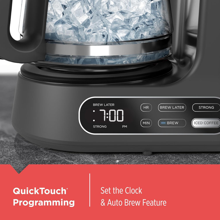 Black Programmable 12-Cup Drip Coffee Maker with Glass Carafe
