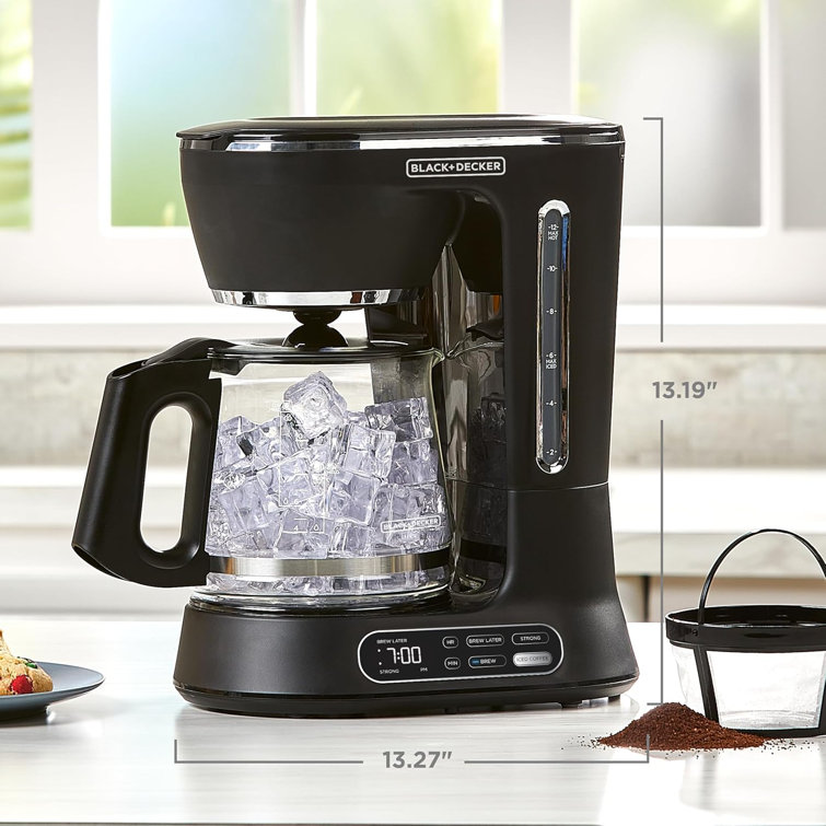Black Programmable 12-Cup Drip Coffee Maker with Glass Carafe