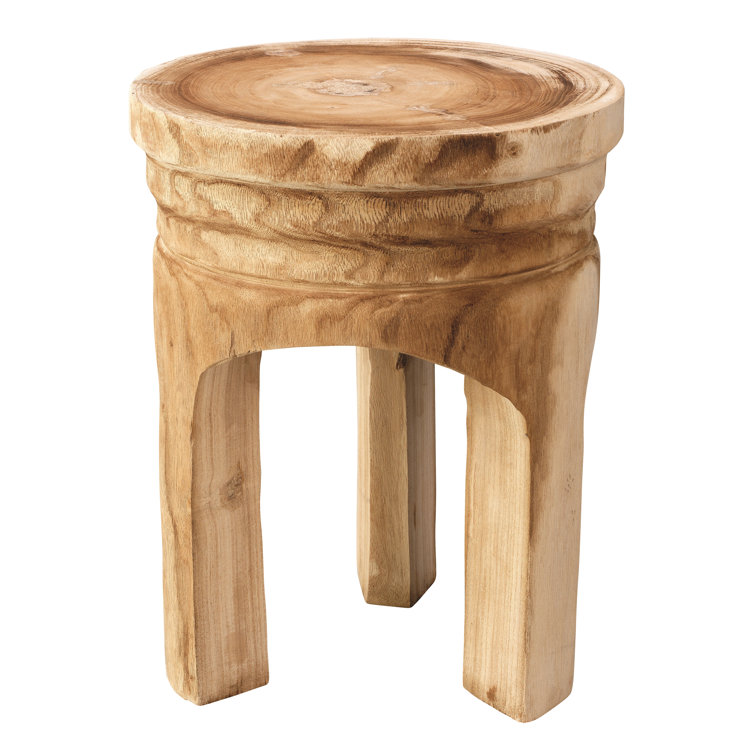 Mesa Natural Wood Handmade Side Table with Unique Bark Detail