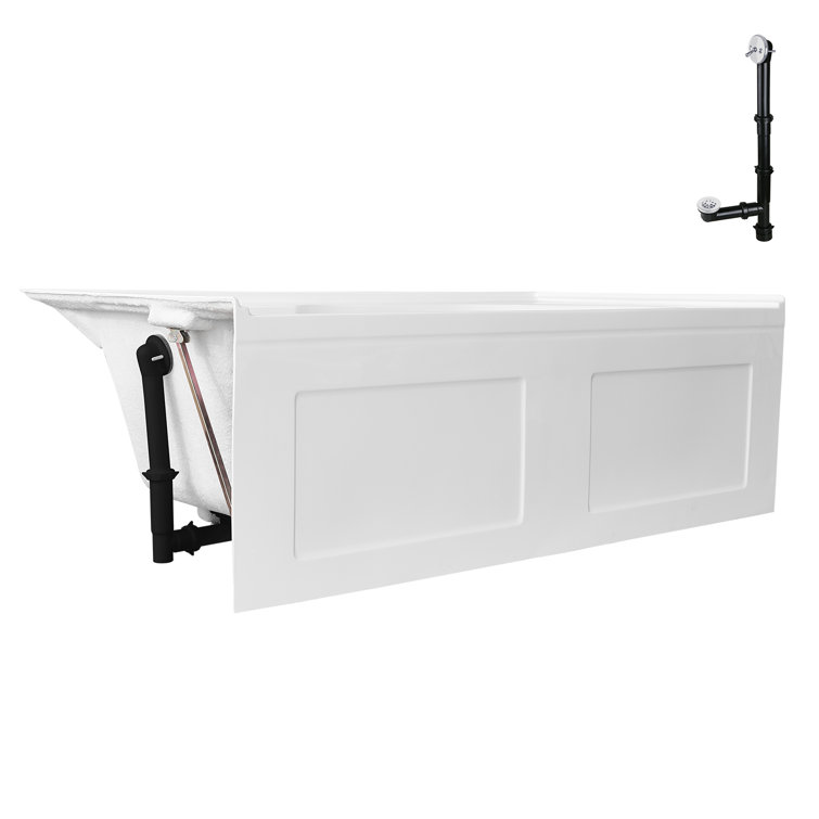 Glossy White 60" Acrylic Alcove Bathtub with Left-Hand Drain
