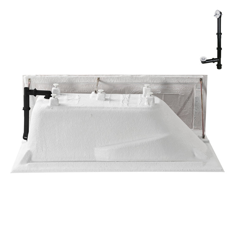 Glossy White 60" Acrylic Alcove Bathtub with Left-Hand Drain