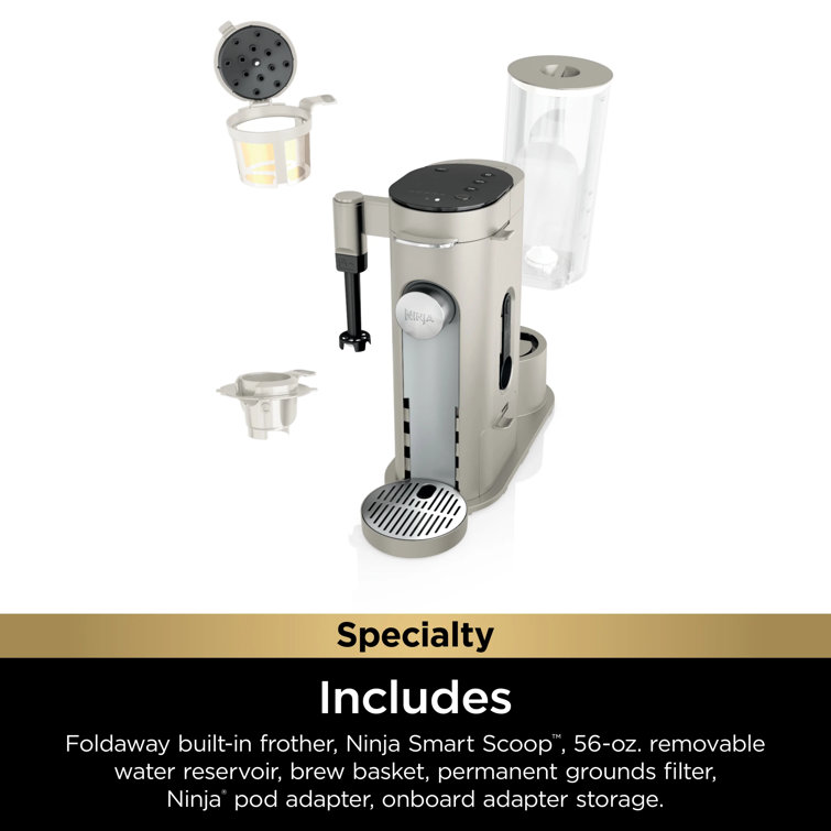 Stone Single-Serve Pod and Grounds Coffee Maker with Frother
