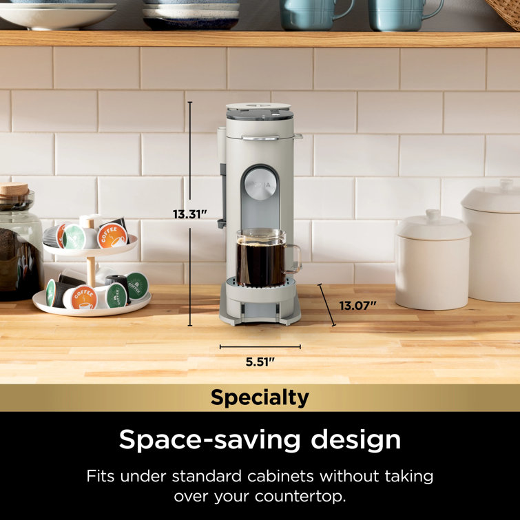 Stone Single-Serve Pod and Grounds Coffee Maker with Frother