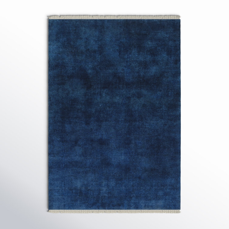 Handmade Midnight Blue Wool Rectangular Rug 5' x 7'