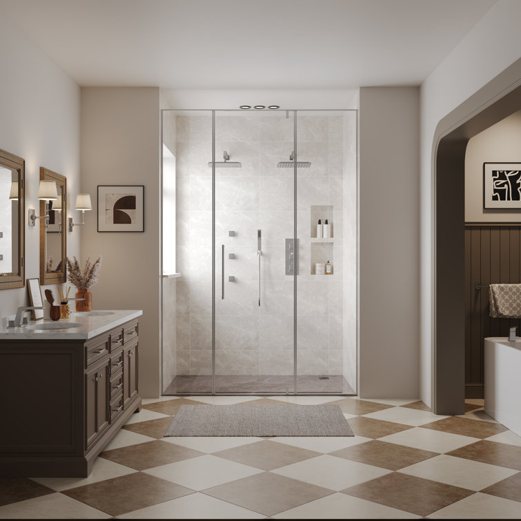 Brushed Nickel Dual 12" Rainfall Shower System with Handheld and Jets