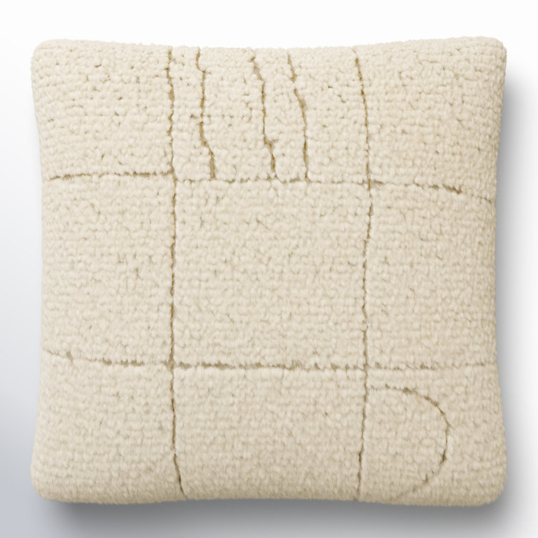 22" x 22" Off-White Wool Blend Square Throw Pillow