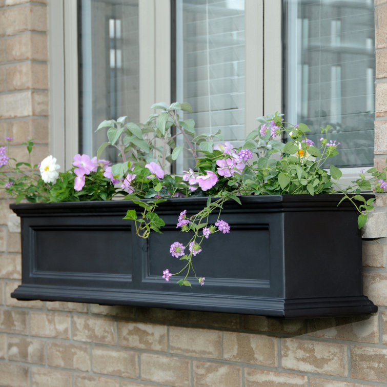 Black Polyethylene Self-Watering Window Box Planter, 48-inch