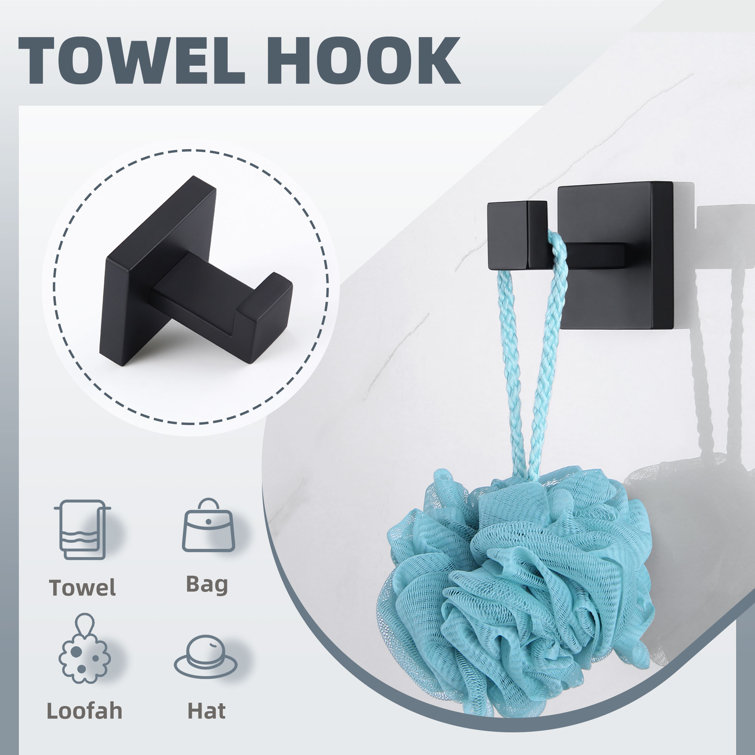 Matte Black Stainless Steel 4-Piece Bathroom Hardware Set
