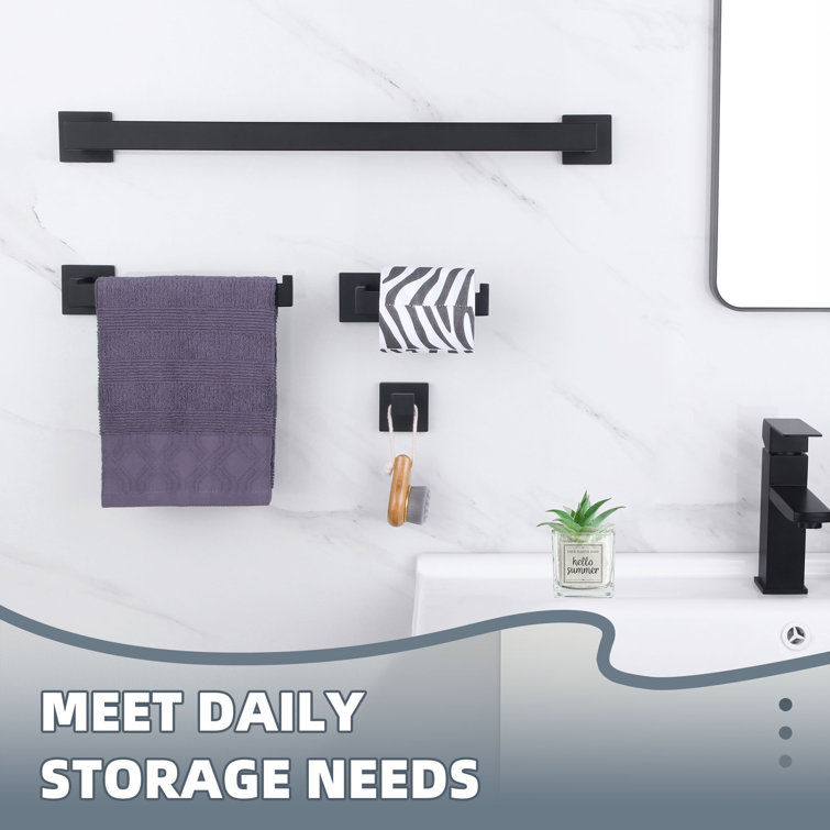 Matte Black Stainless Steel 4-Piece Bathroom Hardware Set