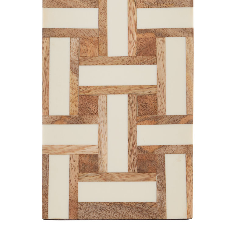Aarna Natural and Ivory Wood Table Lamp with Beige Linen Shade
