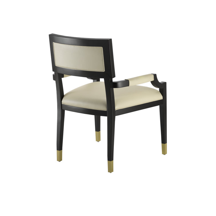 Artemis Black and Cream Leather Armchair with Metal Accents