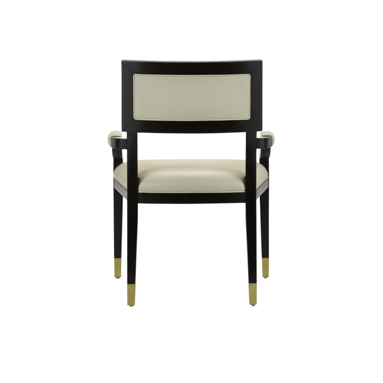 Artemis Black and Cream Leather Armchair with Metal Accents