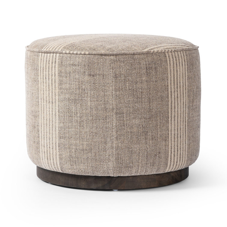 Manchester Flint and Sienna Brown Linen Round Storage Pouf