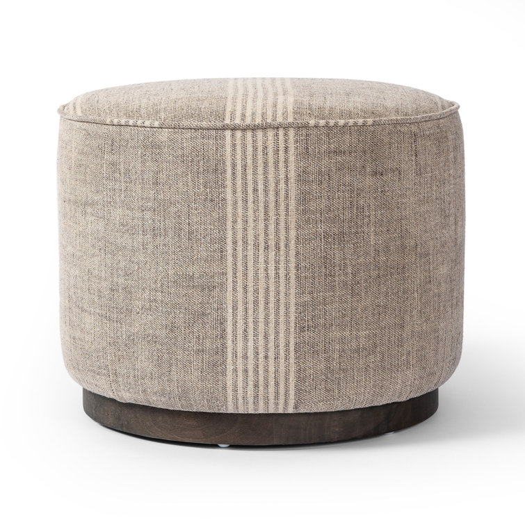 Manchester Flint and Sienna Brown Linen Round Storage Pouf