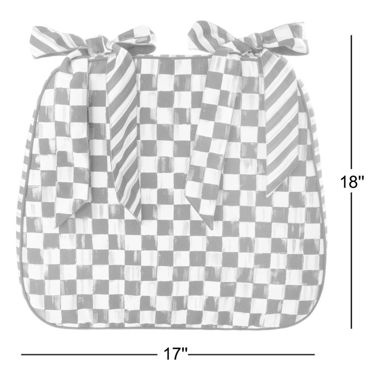 Courtly Check Trapezoid Cotton Dining Chair Cushion with Ties