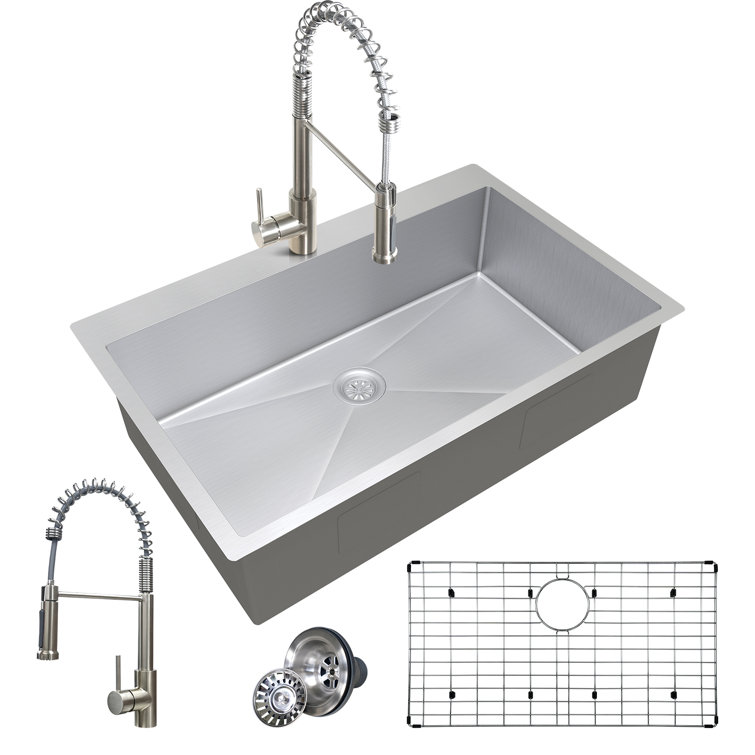33'' Stainless Steel Drop-In Single Bowl Kitchen Sink