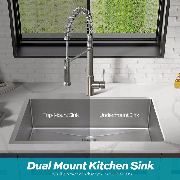 33'' Stainless Steel Drop-In Single Bowl Kitchen Sink