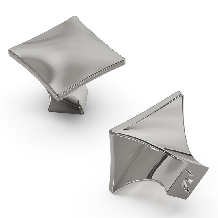Polished Nickel Modern Square Cabinet Knobs 10-Pack