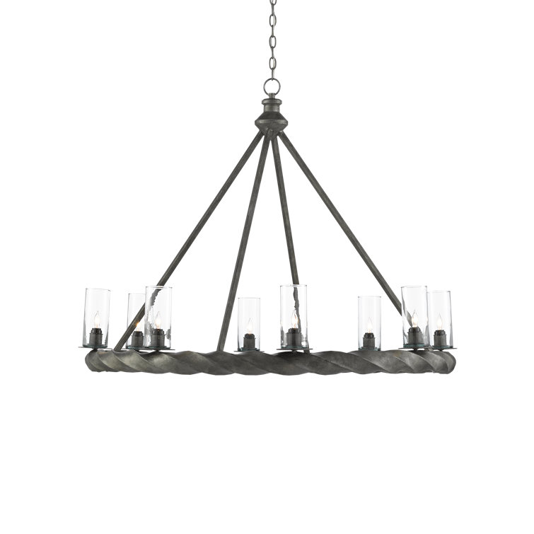 Orson Adjustable 8-Light Chandelier in Light Mole with Clear Glass