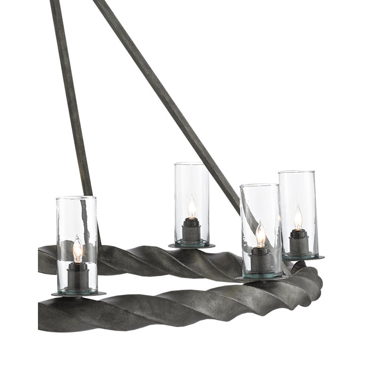 Orson Adjustable 8-Light Chandelier in Light Mole with Clear Glass