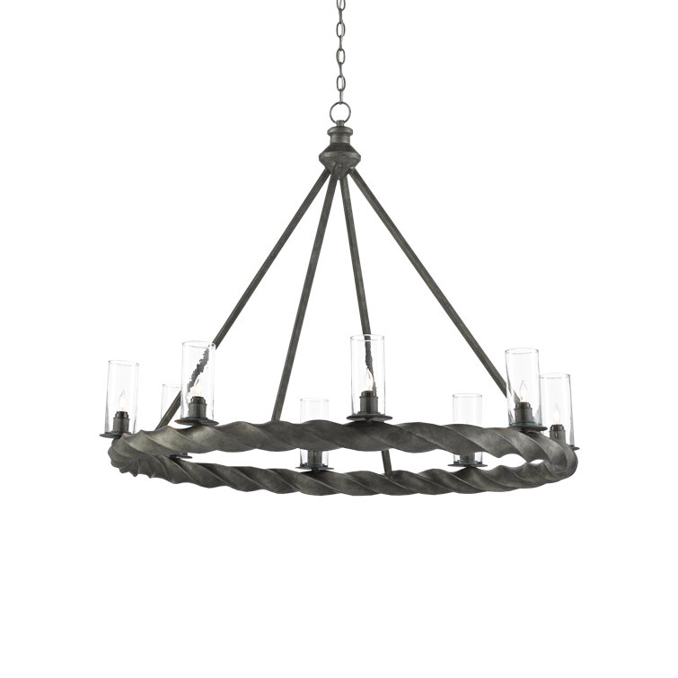 Orson Adjustable 8-Light Chandelier in Light Mole with Clear Glass