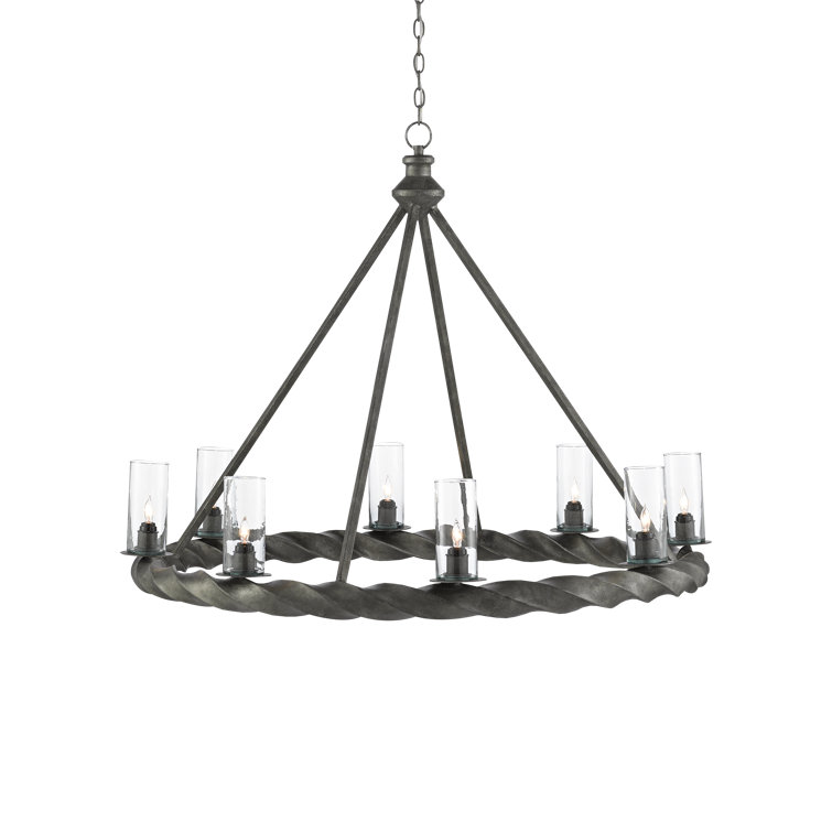 Orson Adjustable 8-Light Chandelier in Light Mole with Clear Glass